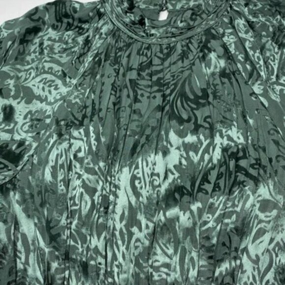 NEW ANTHROPOLOGIE Maxi Dress Green Size M Jacquard High Neck Balloon Sleeve - Picture 4 of 11